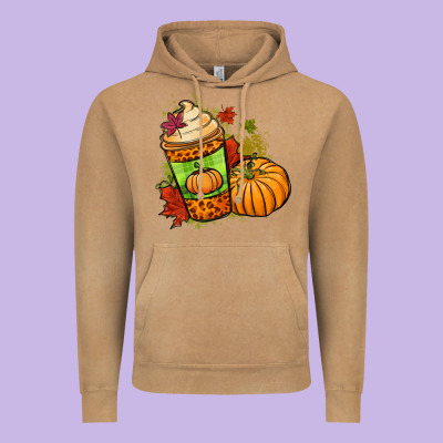 Fall Pumpkin Coffee Vintage Hoodie Designed By Nancycooperartshop