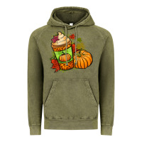 Vintage Olive Fall pumpkin coffee Vintage Hoodie - NancyCooperArtShop