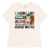 Bone i living life somewhere between jesus take the whe Ladies Tee - LillyAllenDesigns