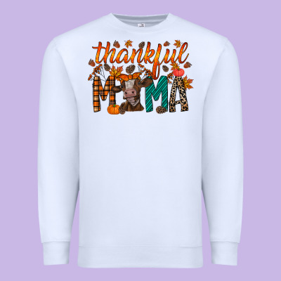 Thankful Mama Cow Premium Sweatshirt Designed By Racoondesign