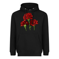 Black Scarlet Red Carnation Illustrations Heavyweight Hoodie - LillyAllenDesigns