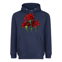 Navy Scarlet Red Carnation Illustrations Heavyweight Hoodie - LillyAllenDesigns