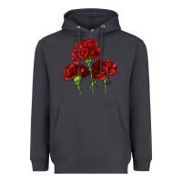 Smoke Scarlet Red Carnation Illustrations Heavyweight Hoodie - LillyAllenDesigns
