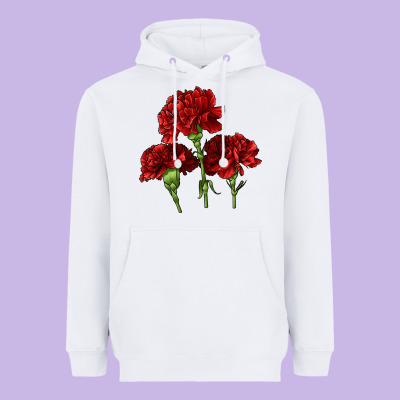 Scarlet Red Carnation Illustrations Heavyweight Hoodie Designed By Lillyallendesigns