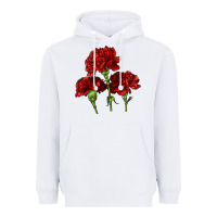 White Scarlet Red Carnation Illustrations Heavyweight Hoodie - LillyAllenDesigns