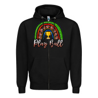 Black Play Ball Football Rainbow Zipper Hoodie - CowhideDigitalArt
