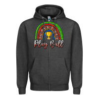 Charcoal Heather Play Ball Football Rainbow Zipper Hoodie - CowhideDigitalArt