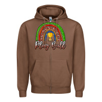 Chestnut Play Ball Football Rainbow Zipper Hoodie - CowhideDigitalArt