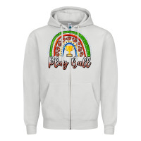 Dove Grey Play Ball Football Rainbow Zipper Hoodie - CowhideDigitalArt