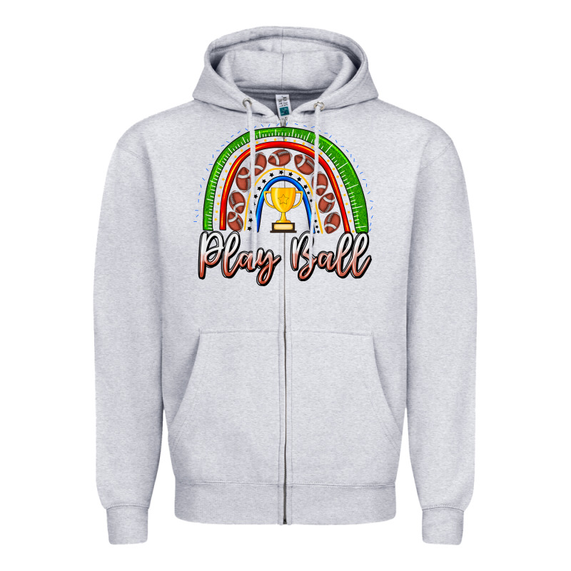 Play Ball Football Rainbow Zipper Hoodie by CowhideDigitalArt | Teevron