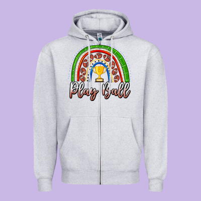 Play Ball Football Rainbow Zipper Hoodie Designed By Cowhidedigitalart