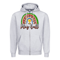 Heather Grey Play Ball Football Rainbow Zipper Hoodie - CowhideDigitalArt