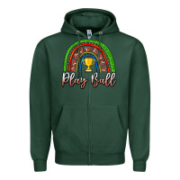 Sports Green Play Ball Football Rainbow Zipper Hoodie - CowhideDigitalArt