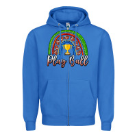 True Royal Play Ball Football Rainbow Zipper Hoodie - CowhideDigitalArt