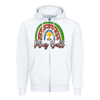 White Play Ball Football Rainbow Zipper Hoodie - CowhideDigitalArt