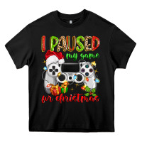 Black i paused my game for christmas Heavy Core Tee - MaliasSmallBusiness