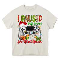 Cream i paused my game for christmas Heavy Core Tee - MaliasSmallBusiness