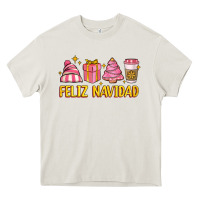 Cream feliz navidad Heavy Core Tee - MaliasSmallBusiness