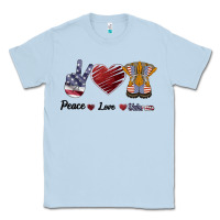 Dusty Blue Peace Love Veteran Classic Tee - Bettercallsaul