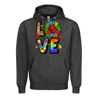 Charcoal Heather autism love Zipper Hoodie - LillyAllenDesigns