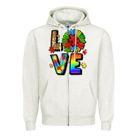 Oatmeal Heather autism love Zipper Hoodie - LillyAllenDesigns