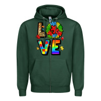 Sports Green autism love Zipper Hoodie - LillyAllenDesigns