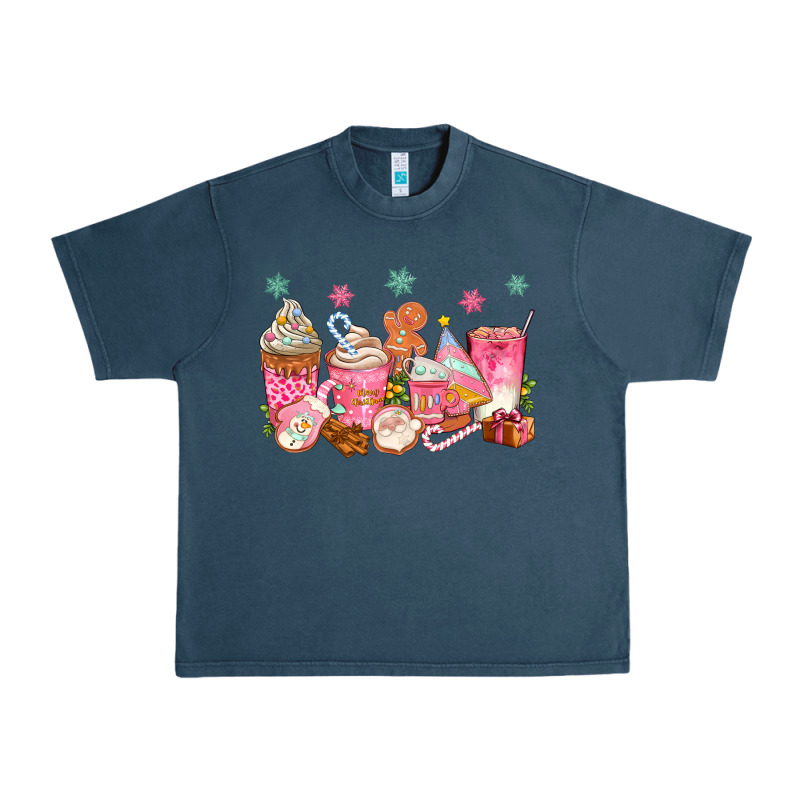 Pink Gingerbread Coffee Cups Urban Heavy Tee by texasbilliewilder | Teevron