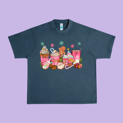 Pink Gingerbread Coffee Cups Urban Heavy Tee Designed By Texasbilliewilder