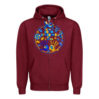 Burgundy World Down Syndrome Day Zipper Hoodie - CowhideDigitalArt