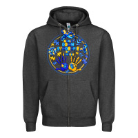 Charcoal Heather World Down Syndrome Day Zipper Hoodie - CowhideDigitalArt