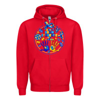 Red World Down Syndrome Day Zipper Hoodie - CowhideDigitalArt