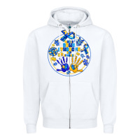 White World Down Syndrome Day Zipper Hoodie - CowhideDigitalArt