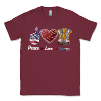 Burgundy Peace Love Veteran Classic Tee - Bettercallsaul