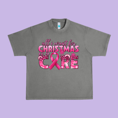 All I Want For Christmas Is A Cure Breast Cancer Urban Heavy Tee Designed By Texasbilliewilder