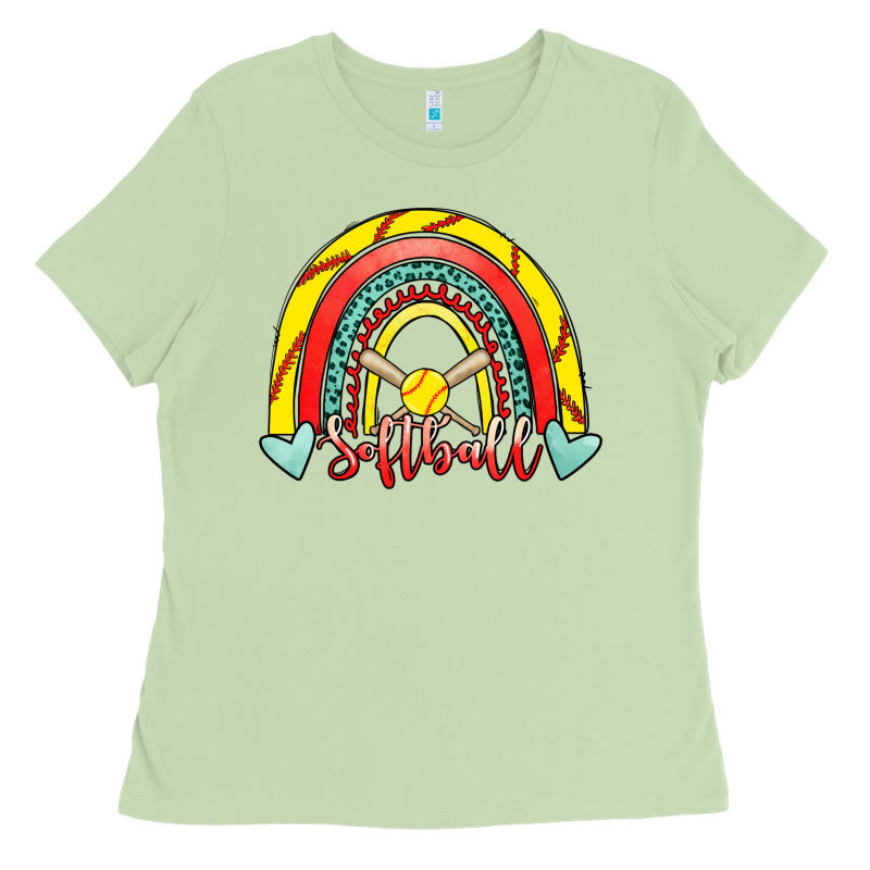 Softball Rainbow Ladies Tee by RanaPortraitStore | Teevron