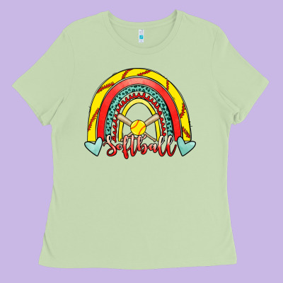 Softball Rainbow Ladies Tee Designed By Ranaportraitstore