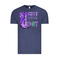 Vintage Denim Give Cancer the boot purple ribbon Vintage Tee - NancyCooperArtShop