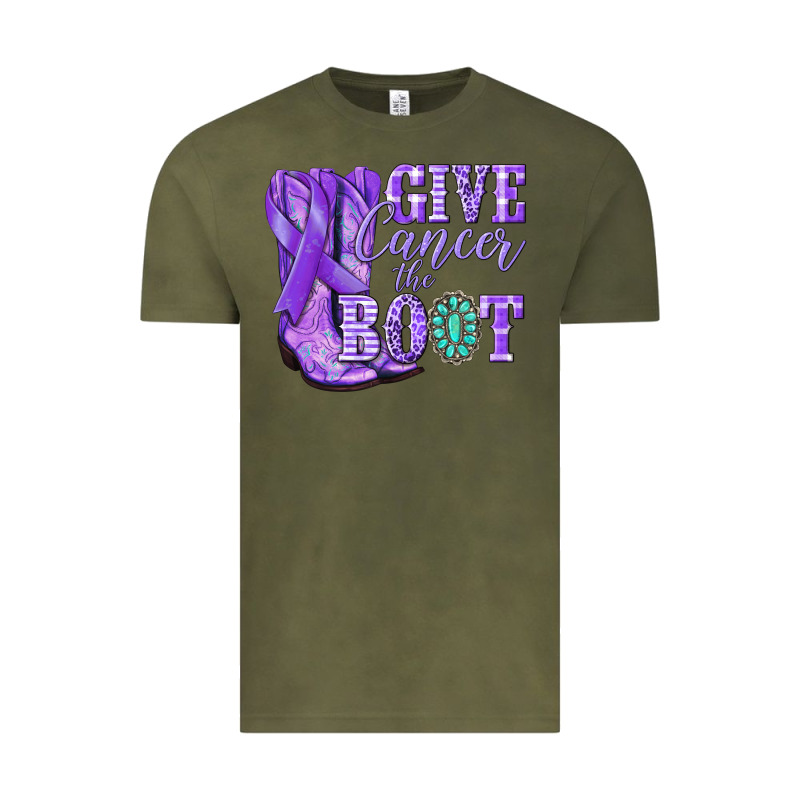 Give Cancer The Boot Purple Ribbon Vintage Tee by NancyCooperArtShop | Teevron