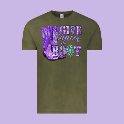 Give Cancer The Boot Purple Ribbon Vintage Tee Designed By Nancycooperartshop