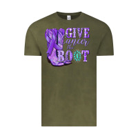Vintage Olive Give Cancer the boot purple ribbon Vintage Tee - NancyCooperArtShop