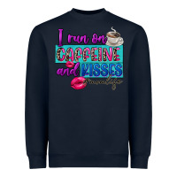 Navy I run on caffeine and kisses Heavyweight Sweatshirt - FaDigitalArtStudio