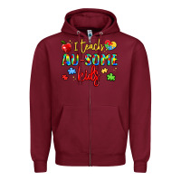 Burgundy i teach au some kids Zipper Hoodie - LillyAllenDesigns