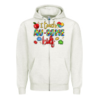 Oatmeal Heather i teach au some kids Zipper Hoodie - LillyAllenDesigns