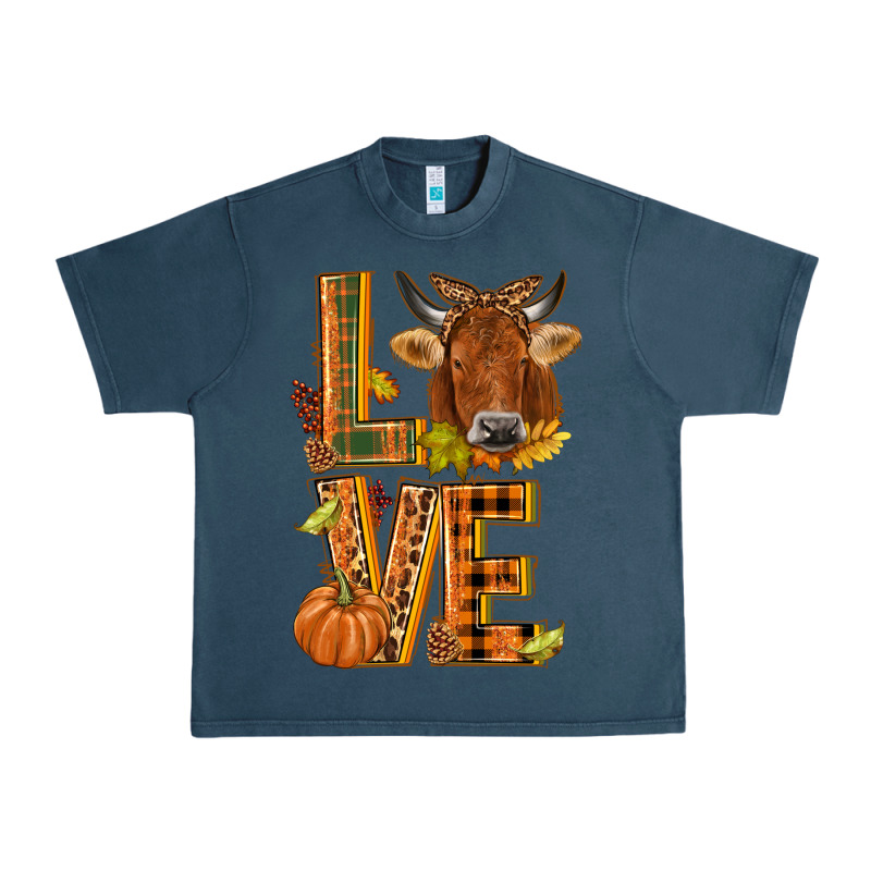 Love Fall Cow Urban Heavy Tee by NancyCooperArtShop | Teevron