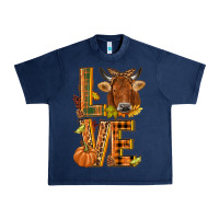 Navy Love fall cow Urban Heavy Tee - NancyCooperArtShop
