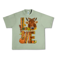 Oil Green Love fall cow Urban Heavy Tee - NancyCooperArtShop