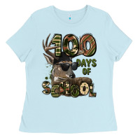 Baby Blue 100 days of school hunting deer Ladies Tee - LillyAllenDesigns