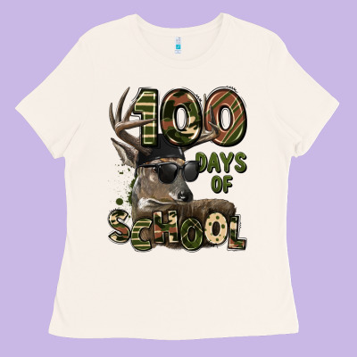 100 Days Of School Hunting Deer Ladies Tee Designed By Lillyallendesigns
