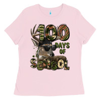 Bubblegum Pink 100 days of school hunting deer Ladies Tee - LillyAllenDesigns