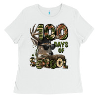 White 100 days of school hunting deer Ladies Tee - LillyAllenDesigns